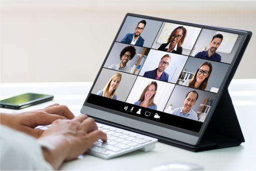 Woman on a Microsoft Teams conference call