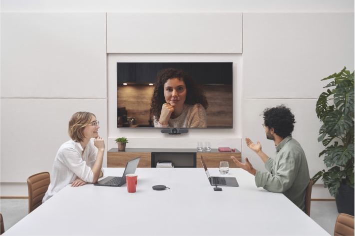 team video conferencing in a meeting room