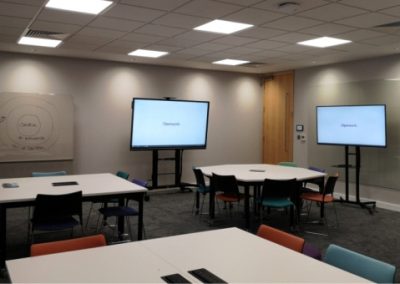 Large meeting and training room with audio visual technology