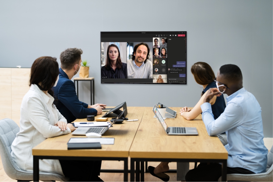 Team of room interior design of a conference room