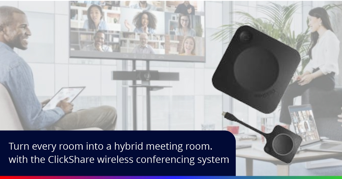 Turn every room into a hybrid meeting room. with the ClickShare wireless conferencing system