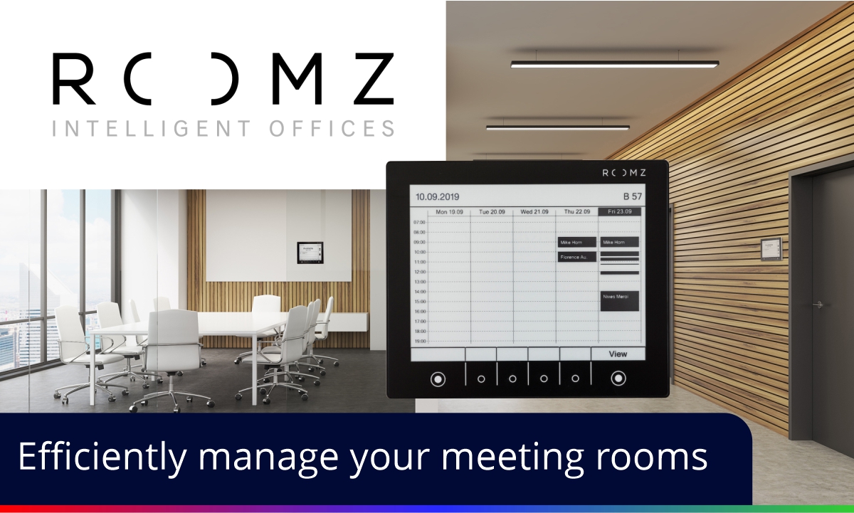 Efficiently manage your meeting rooms with ROOMZ display