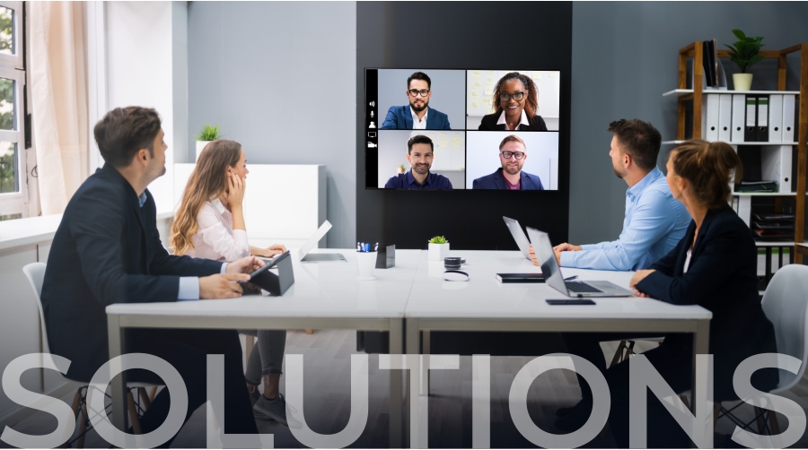Team on a video conference with colleagues - Unified communication solutions