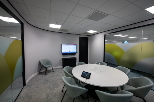 Meeting room with audiovisual equipment