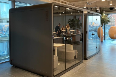 4 person smart bookable meeting booths in an office space