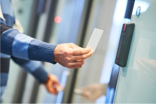 Worker using card card - access control