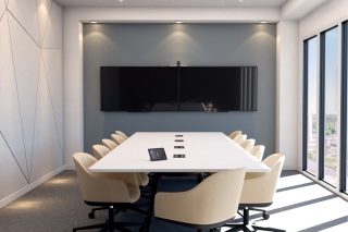 Meeting room with audio visual technology