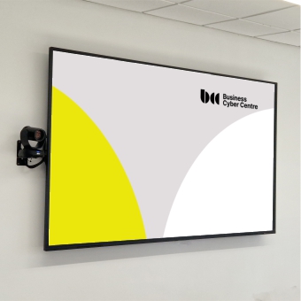 BCC display screen Large display screen in the BCC conference suite.