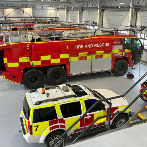 Bristol airport fire and rescue vehicles.
