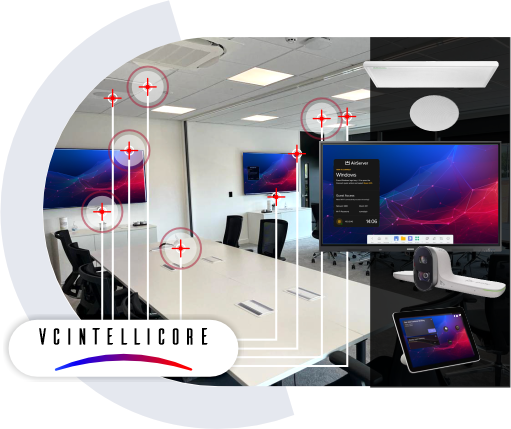 Intellicore room mockup with logo VC Intellicore - Monitors, maintains, updates and secures all your technology devices.
