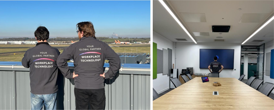 Visually Connected technicians Bristol Airport ready to transform their meeting rooms.