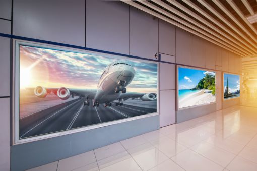 LCD screens in an airport terminal