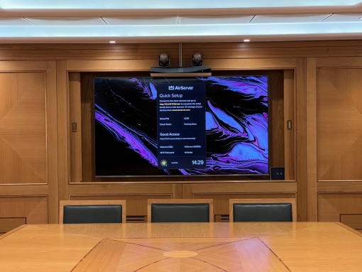 boardroom with display screen