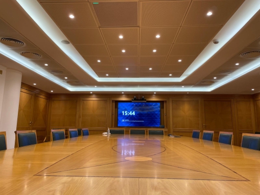 boardroom Boardroom at AELTC Wimbledon with large table and audiovisual equipment,