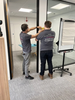 AV installation team fitting room booking panel AV installation team fitting room booking panel
