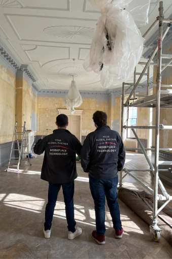 Gallery 42 Julian and Marcelo viewing the ball room in preparation for a large audiovisual install.