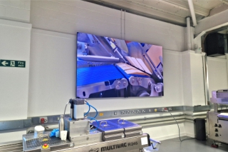 8 LED screen showing packing line