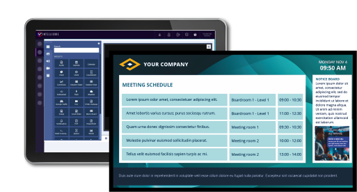 VC signage system dashboard VC signage system dashboard and screen preview.
