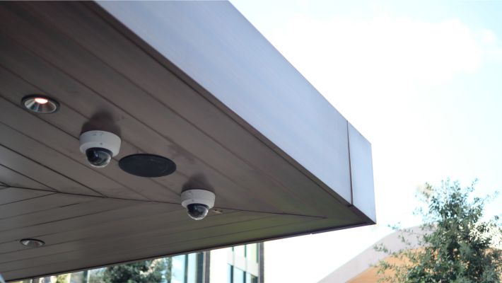 cctv cameras on a modern office builidng
