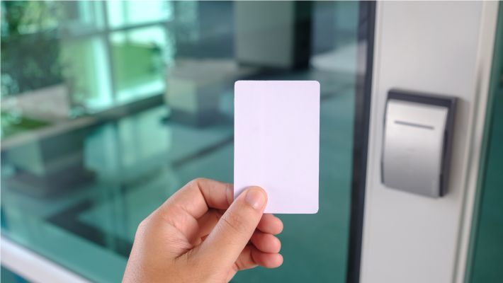 Using a key card to access a building