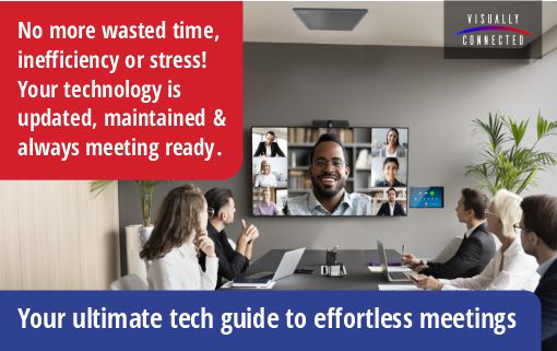 Ultimate tech guide blog Colleagues in a meeting room video conferencing. Your ultimate technology guide to effortless meetings.
